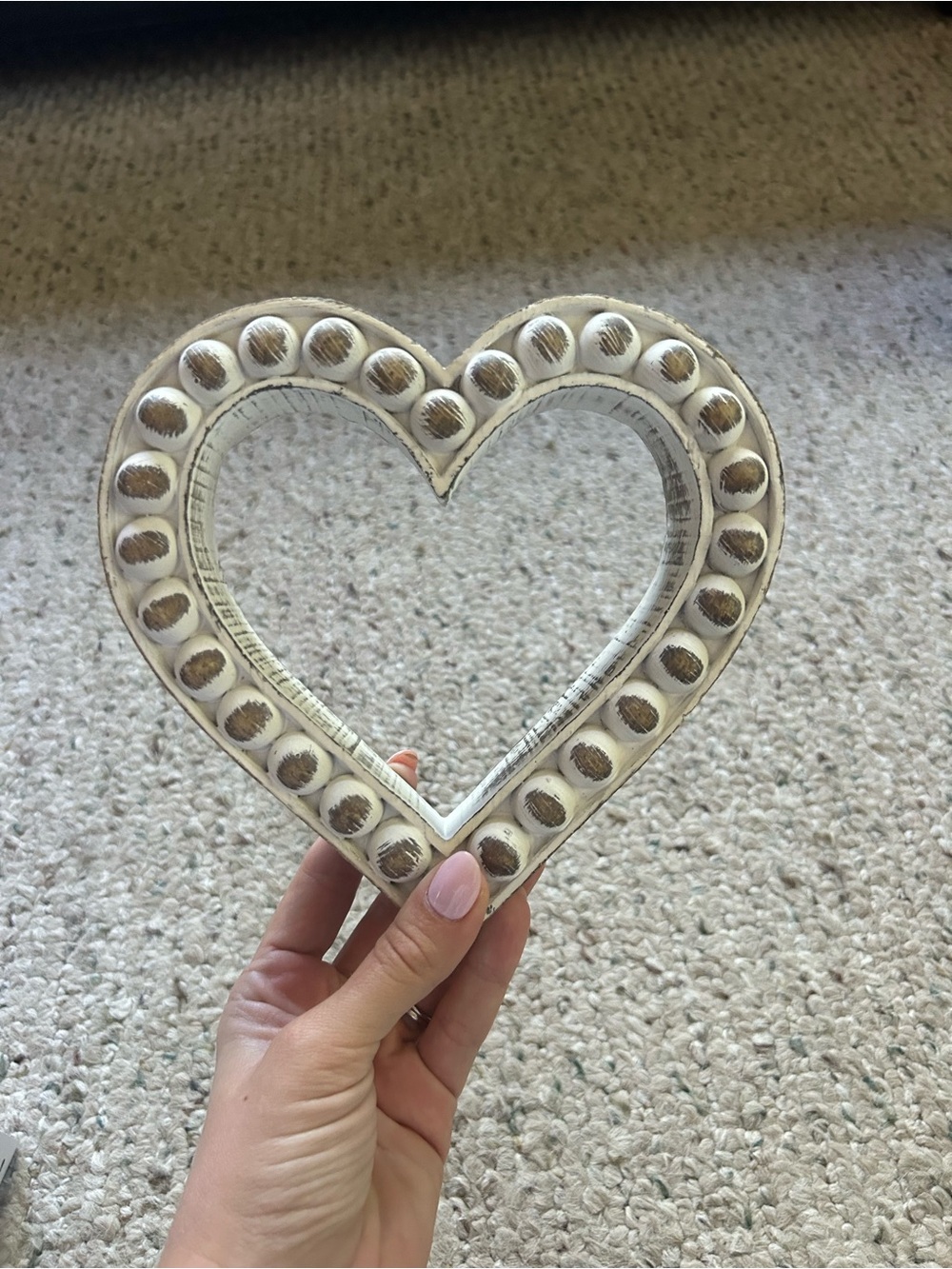 Distressed White Heart Frame Accent - Rustic Home Decor